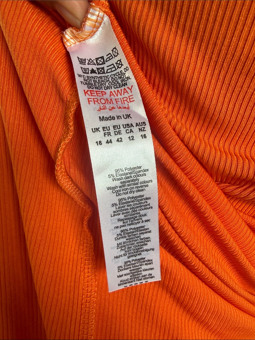 KAREN MILLEN NWT ORANGE RIBBED CUT OUT DRESS - Picture 7 of 7